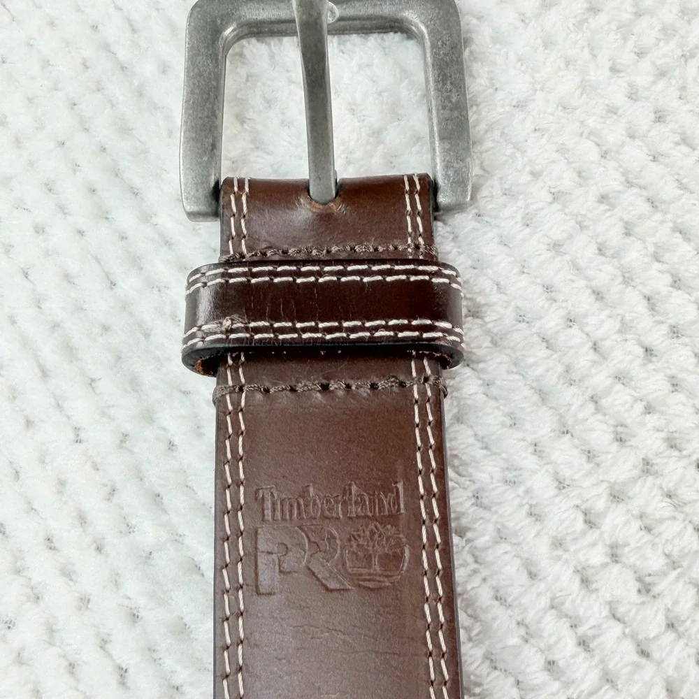Timberland PRO Mens Brown Full Grain Leather Work Belt Size 50 Double Stitched